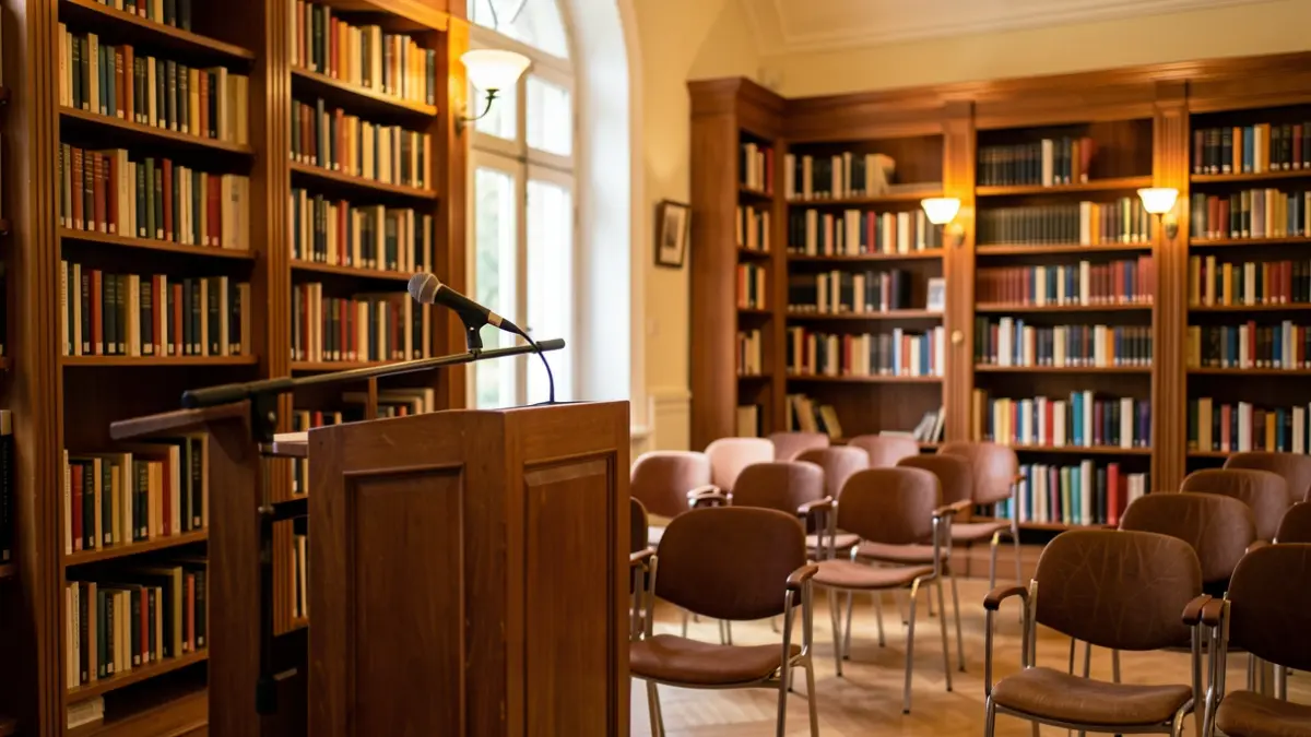 Imagen genérica de una presentación de libro en una biblioteca.
