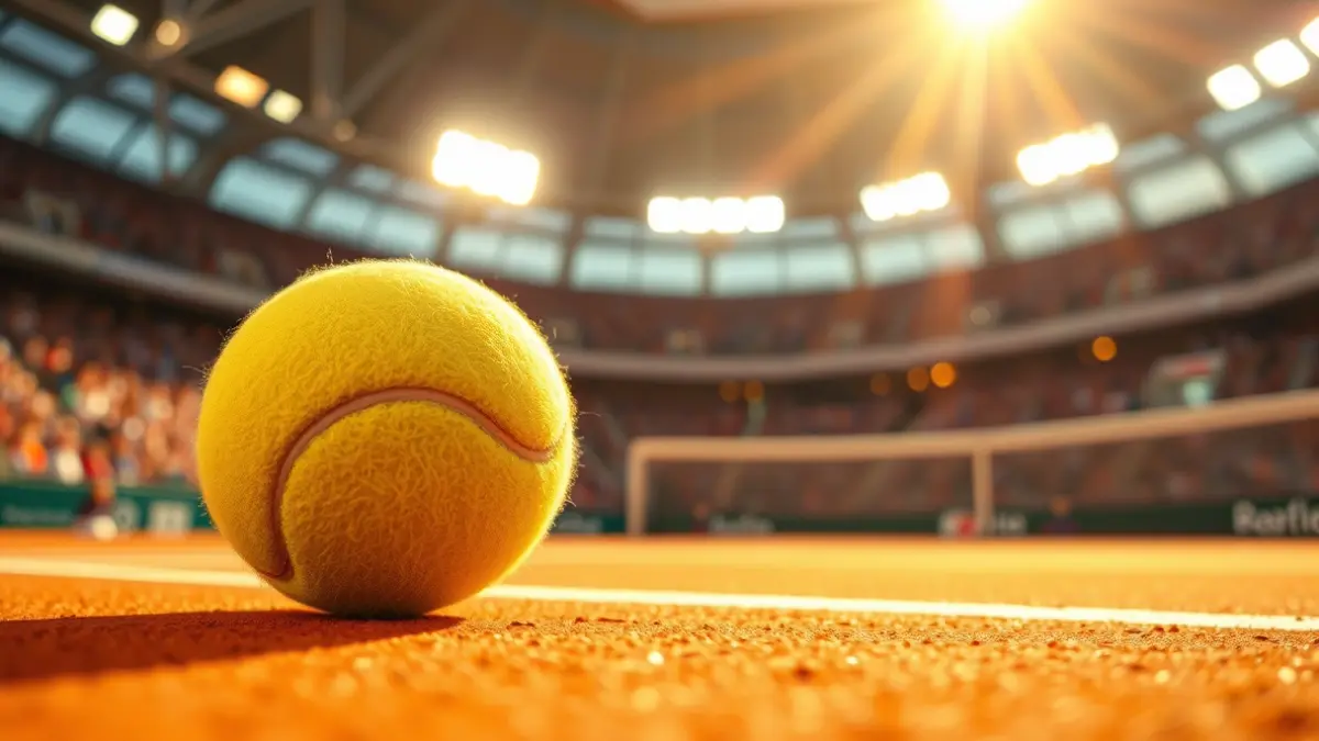 Imagen genérica de una pelota de tenis en una pista de tierra batida.
