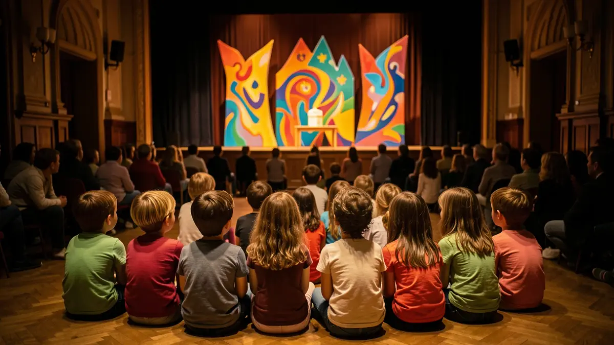 Imagen genérica de niños asistiendo a una representación teatral infantil.