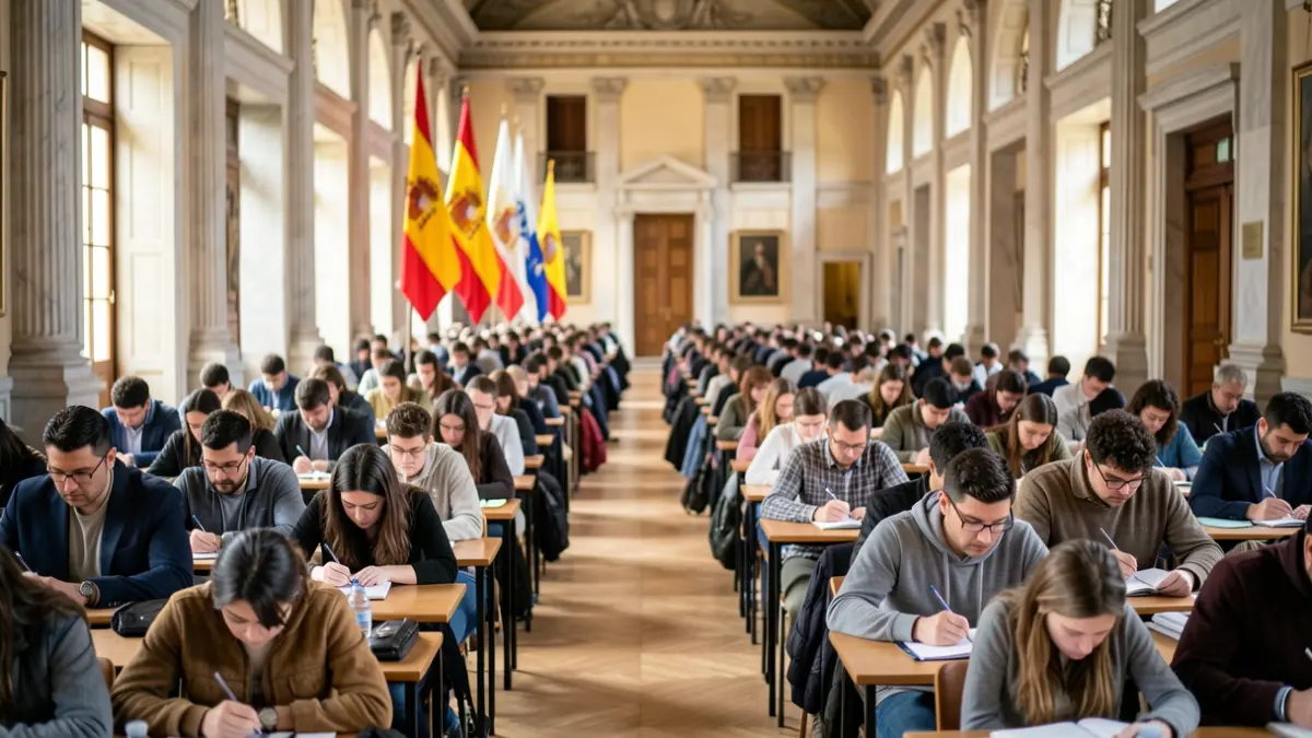 Image of students taking university entrance exams in Madrid.