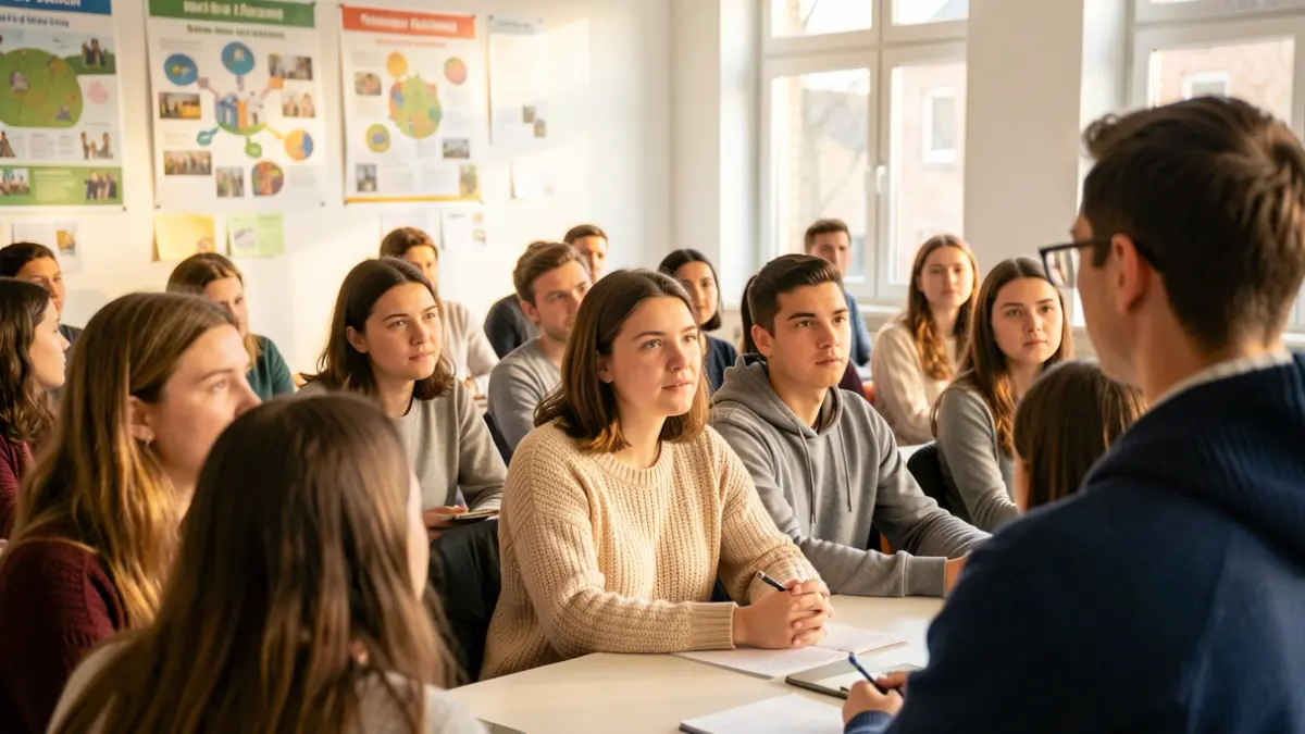 Imagen de estudiantes en un aula recibiendo formación.