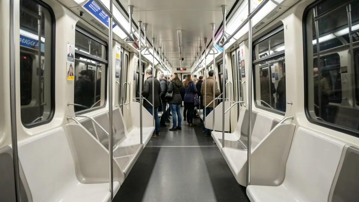 Imagen genérica del interior de un vagón del Metro de Madrid vacío.