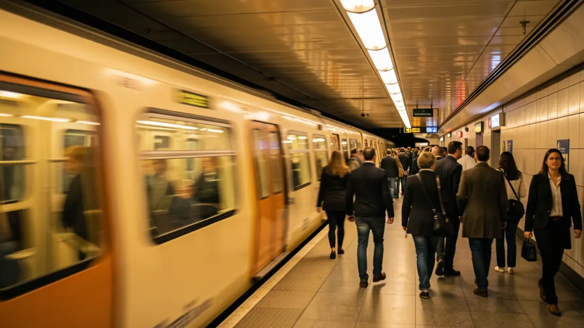 Imagen genérica de un andén de Metro de Madrid con un tren a punto de partir.