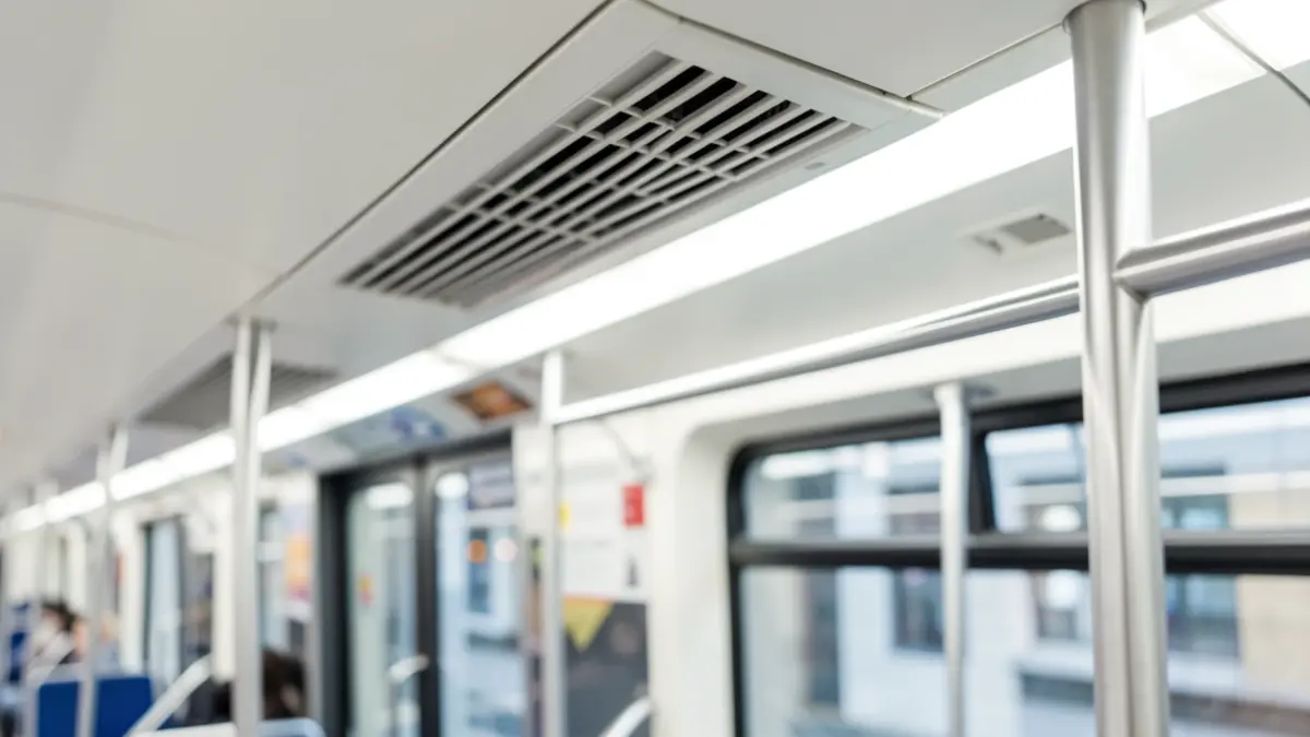 Generic image of an air conditioning system inside a subway car.