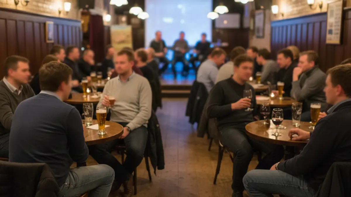 Imagen genérica de un bar con personas conversando, representando un ambiente de divulgación científica.
