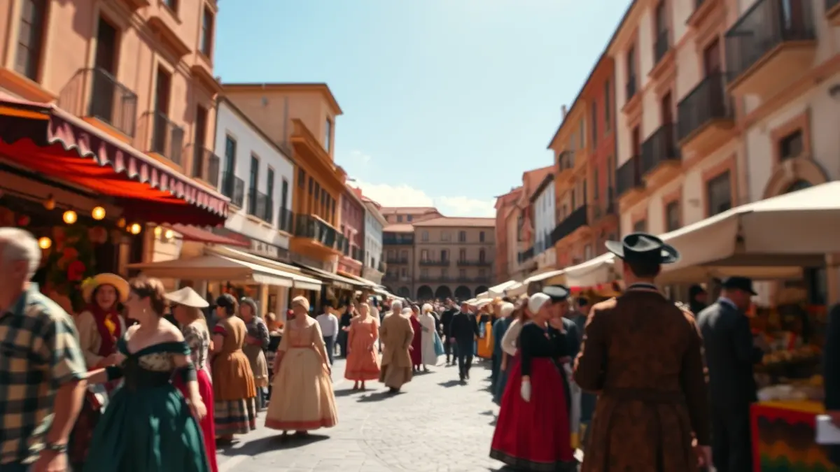 Image of a Goyaesque market during the Móstoles festivities.