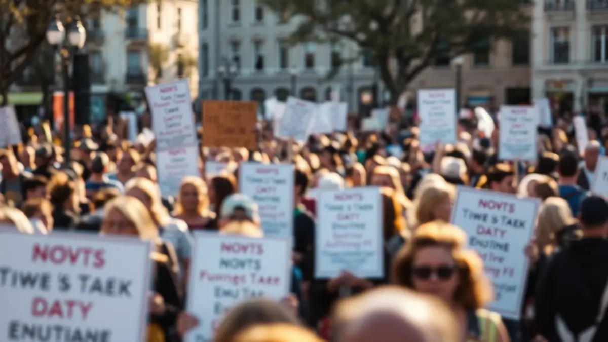 Generic image of a protest in an urban square.
