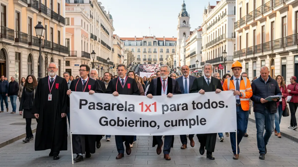 Manifestación de mutualistas en Madrid exigiendo el reconocimiento íntegro de sus años cotizados.