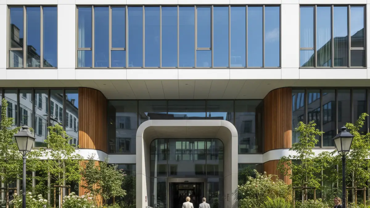 Image of a modern health center facade.