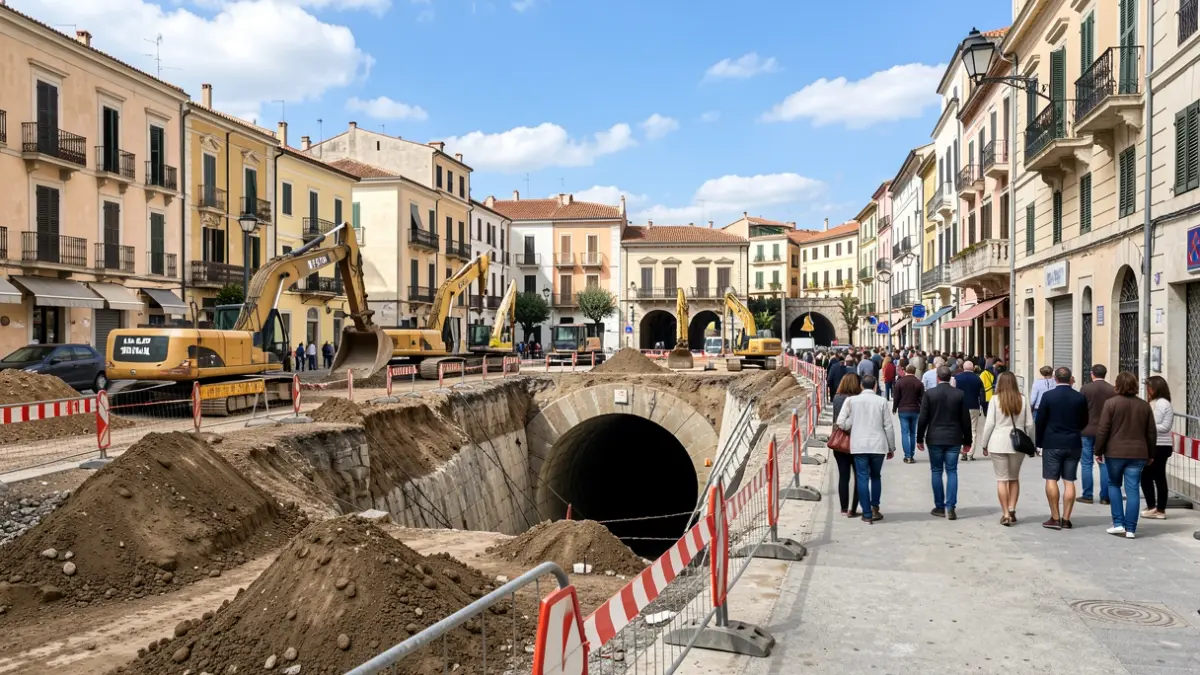 Imagen genérica de obras de construcción de túneles subterráneos en una ciudad mediterránea.