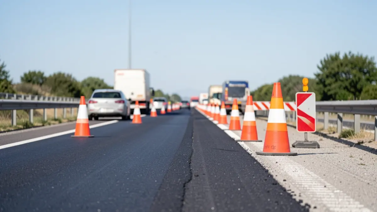 Imagen genérica de obras en una carretera nacional.