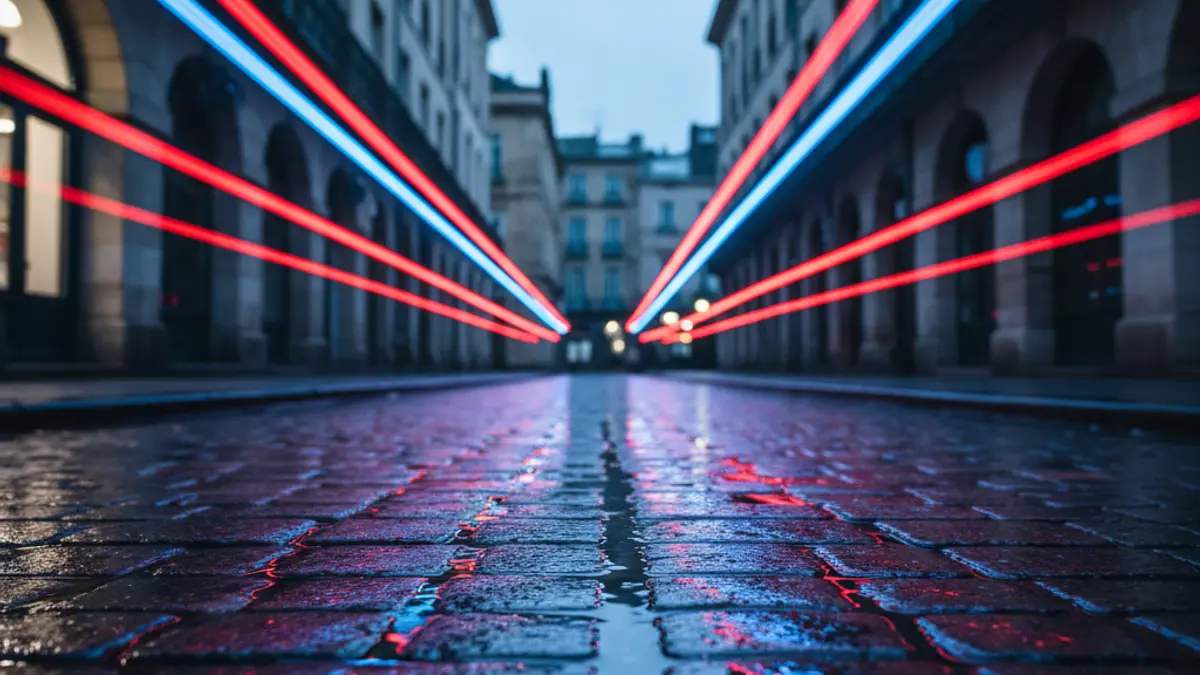 Generic image of police emergency lights reflecting on wet asphalt.