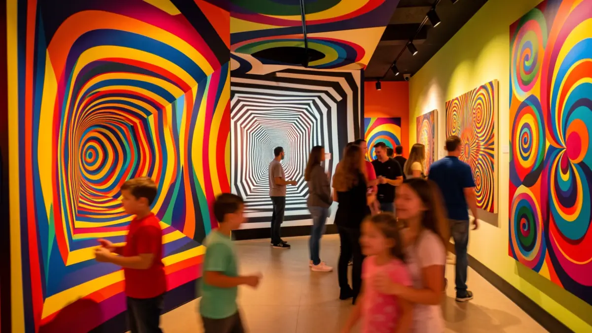 Imagen del interior del Museo de las Ilusiones de Madrid con familias disfrutando de las exhibiciones.