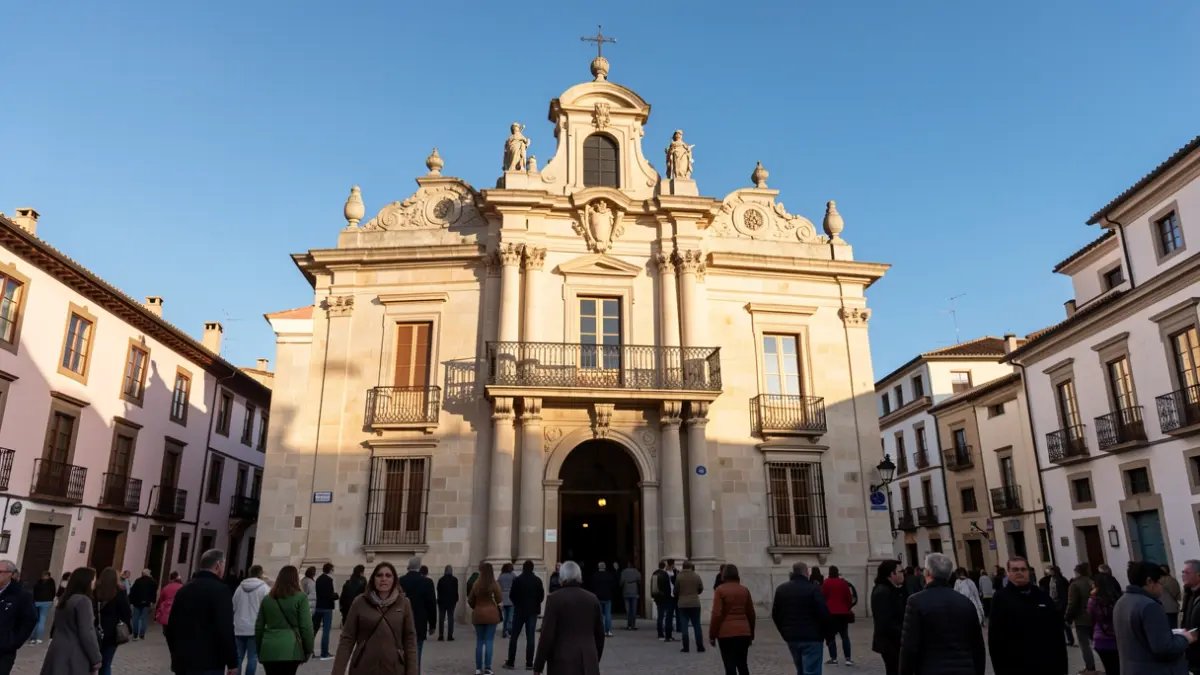 Fachada de un ayuntamiento de Algete con detalles ornamentales.