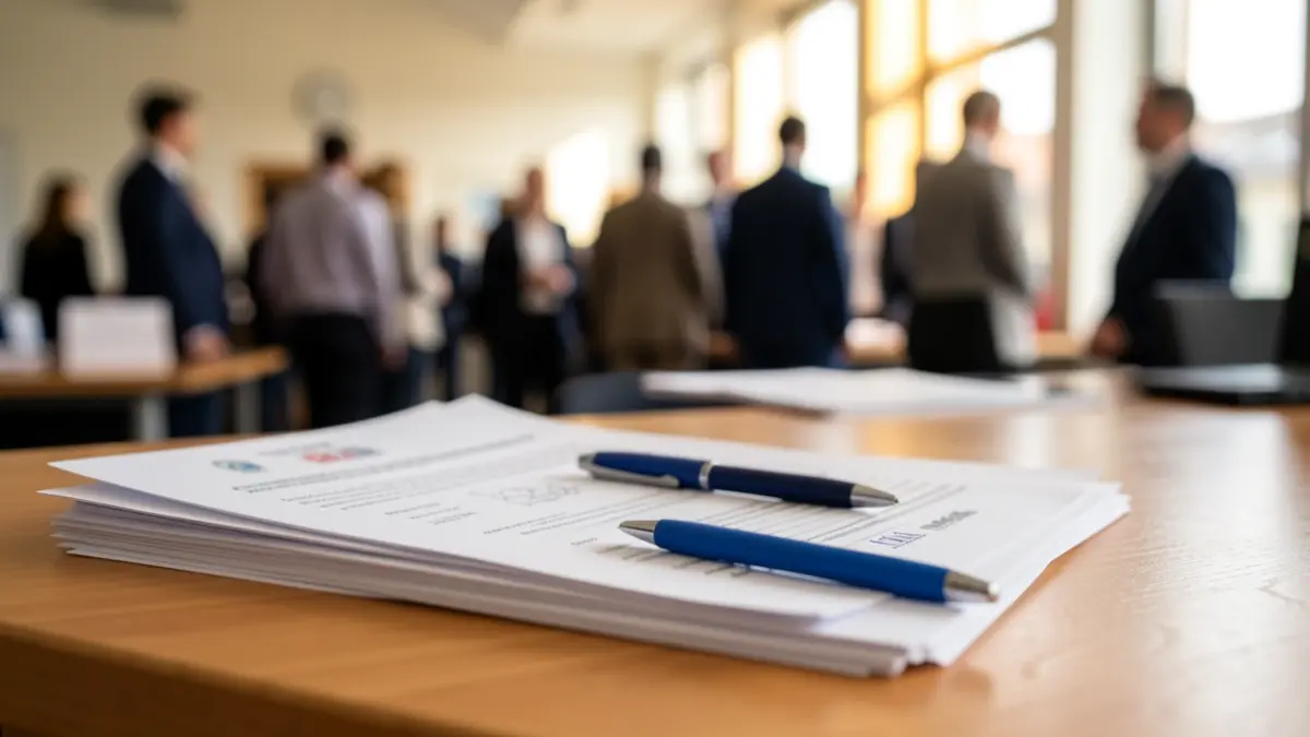 Generic image of official documents and office supplies in a public administration office.