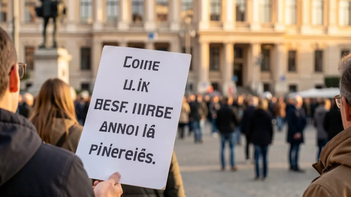 Cleaning service workers protest in front of the Parla City Hall.