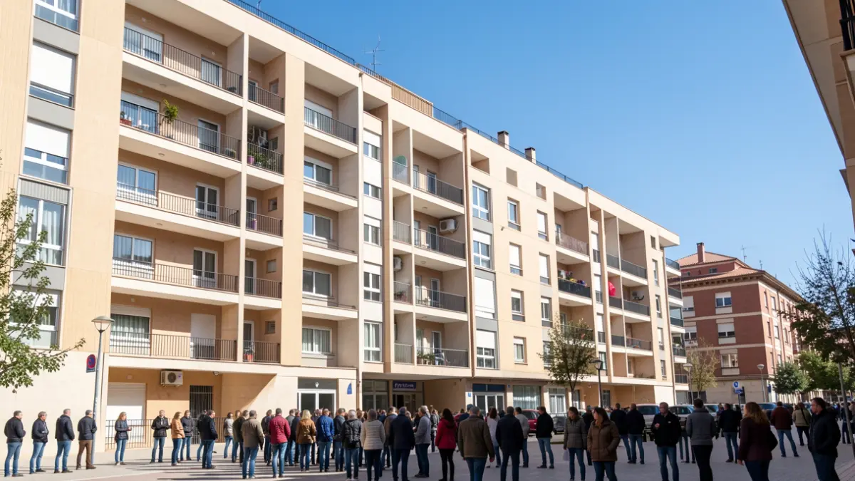 Fachada de un edificio de viviendas públicas en Leganés.
