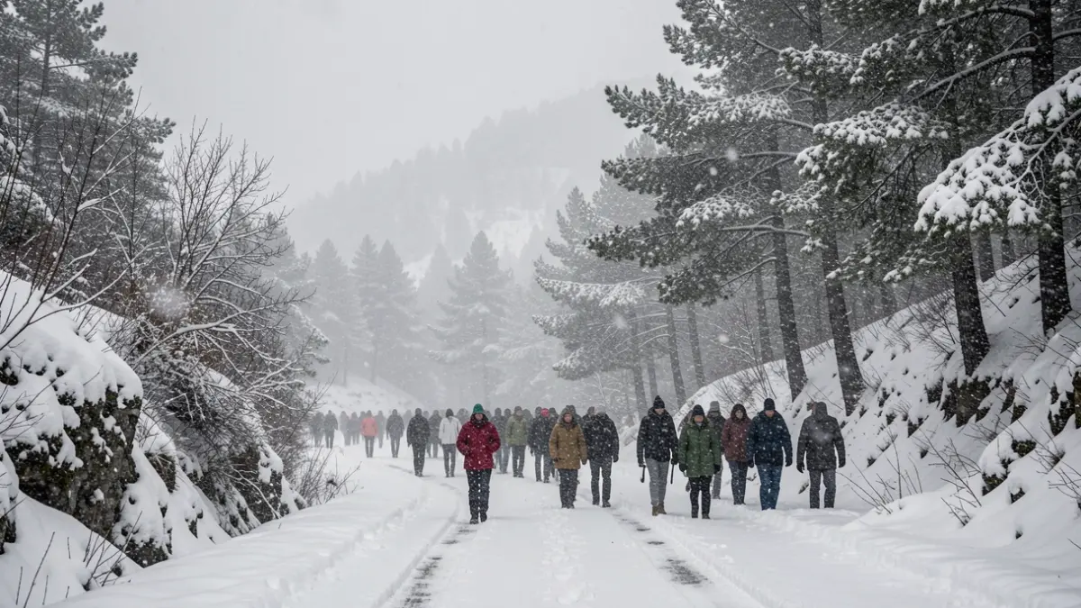 Imagen genérica de una tormenta de nieve y viento en la sierra.