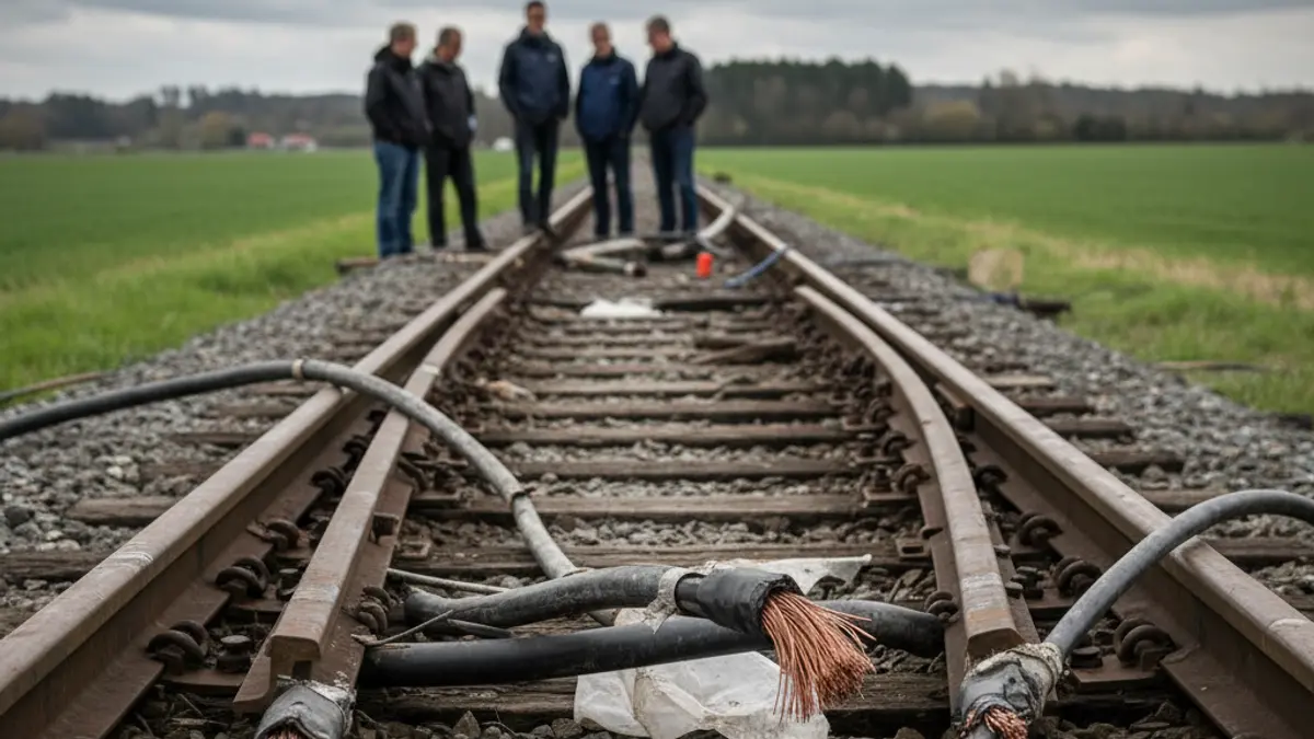 Generic image of a train track with exposed cables after a theft.