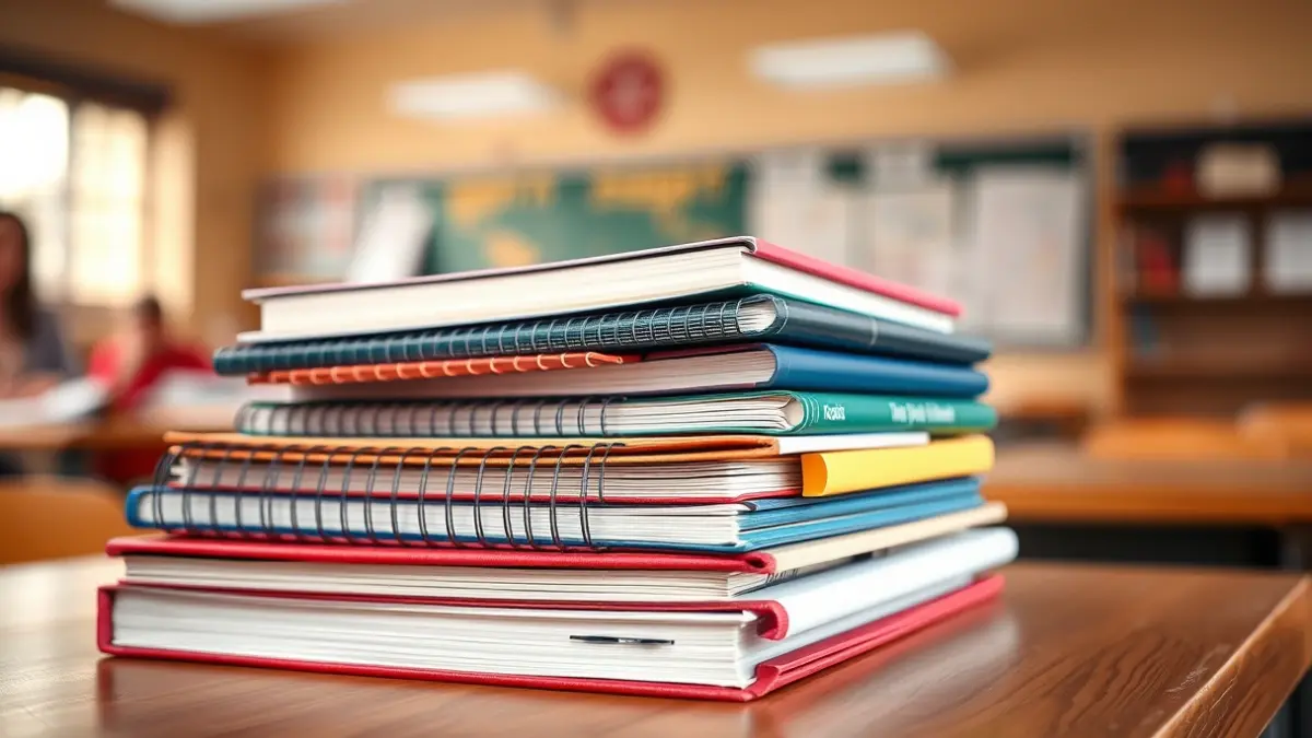 Generic image of books and school supplies on a desk.