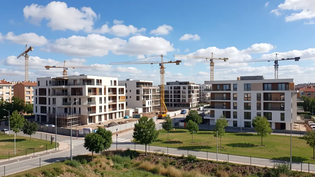 Imagen genérica de edificios residenciales en construcción en la Comunidad de Madrid.