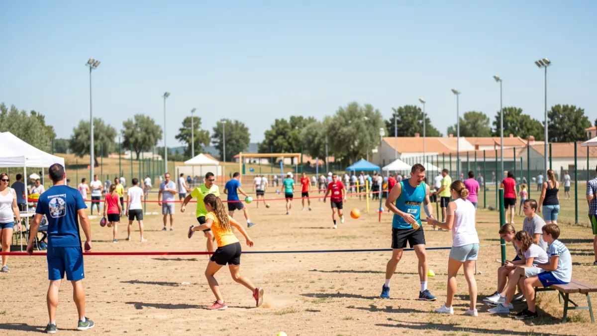Generic image of an outdoor sports festival with families participating in various activities.
