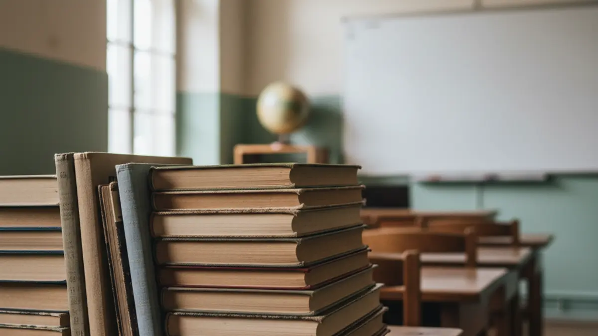Generic image of books in a classroom, symbolizing education and learning.
