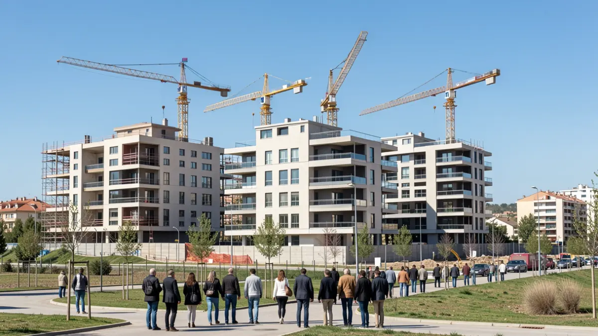 Imagen genérica de edificios de apartamentos en construcción en una zona suburbana de Madrid.