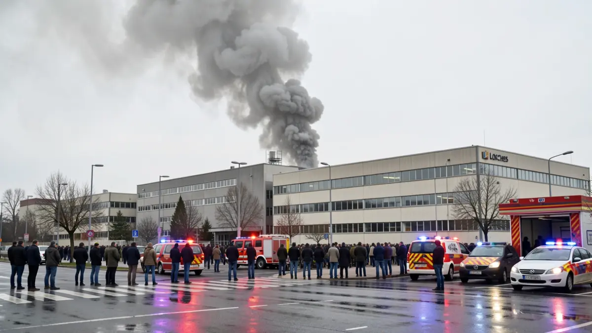 Image of a smoke column from a fire in an industrial warehouse in Loeches.