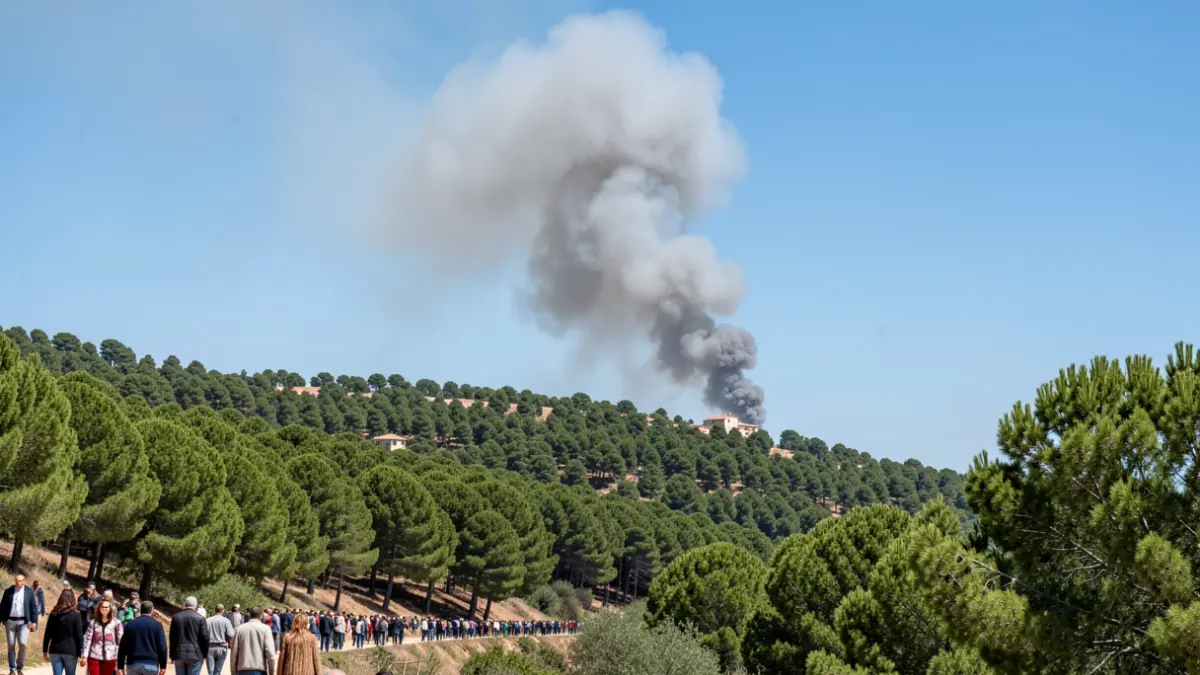 Generic image of a smoke column over a forest in the Community of Madrid.