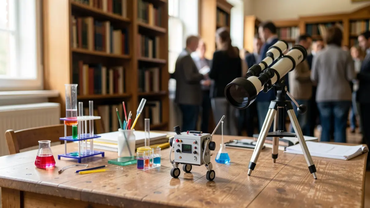 Generic image of a table with scientific experimentation tools and robotics.