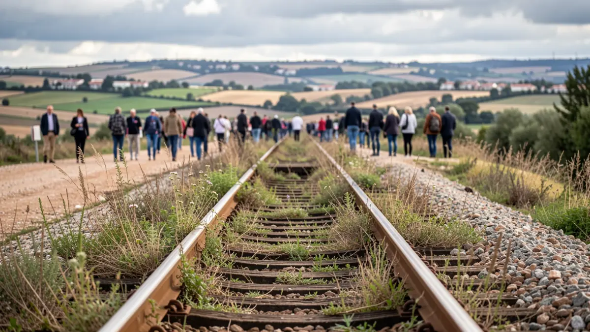 Imagen genérica de vías de tren inacabadas en el campo.