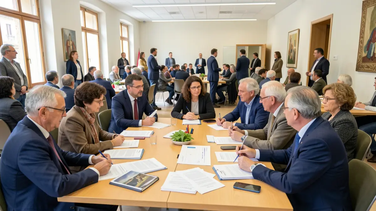 Generic image of a citizen participation meeting in a town hall.