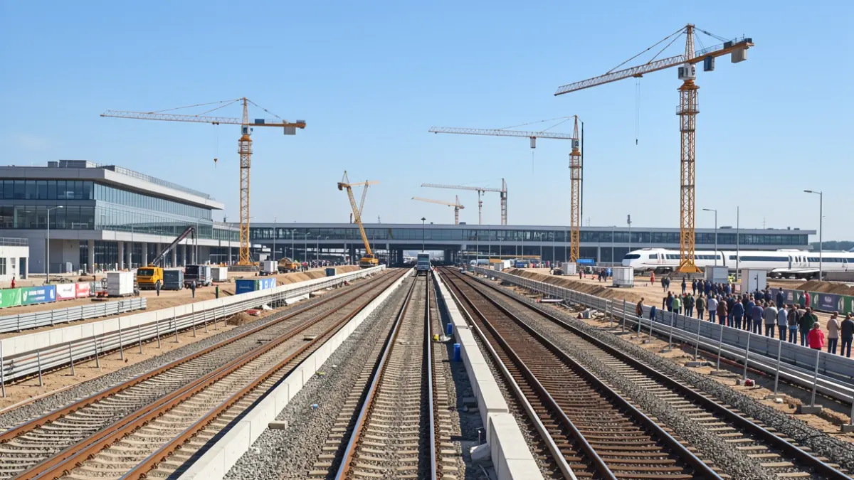 Image of the construction work for the new high-speed rail line connecting Chamartín station with Barajas Airport.