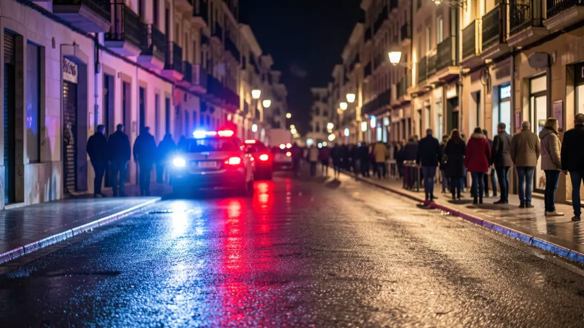 Generic image of police emergency lights reflecting on wet asphalt at night.