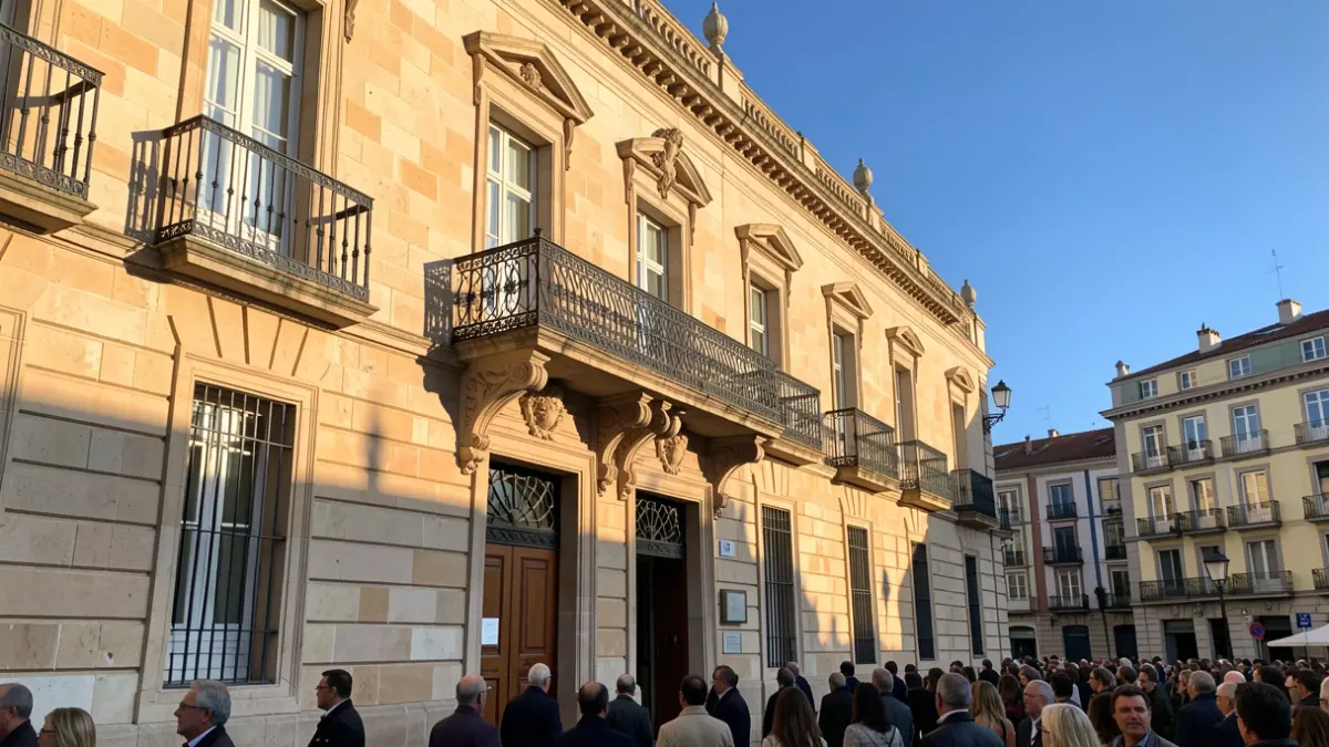 Generic image of the Valdemorillo Town Hall with a stone facade and ornate balcony.