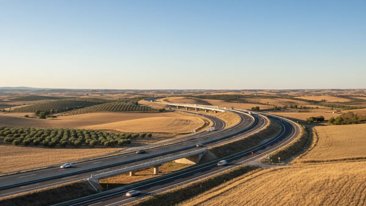 Generic image of a highway in a rural landscape of the Comunidad de Madrid.