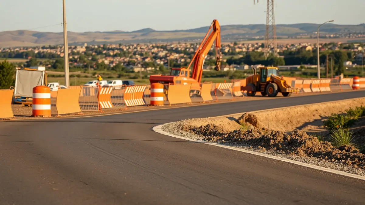 Imagen de obras de mejora en una carretera local.