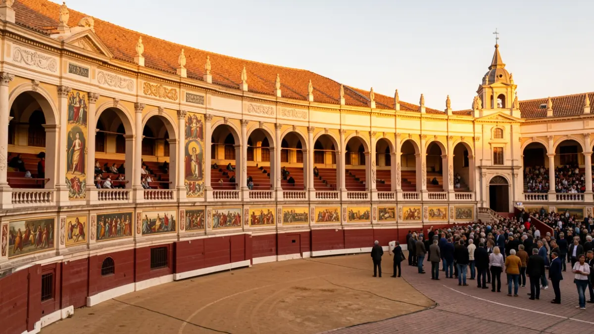Imagen de la Plaza de Toros de Las Ventas engalanada para la Corrida Goyesca.