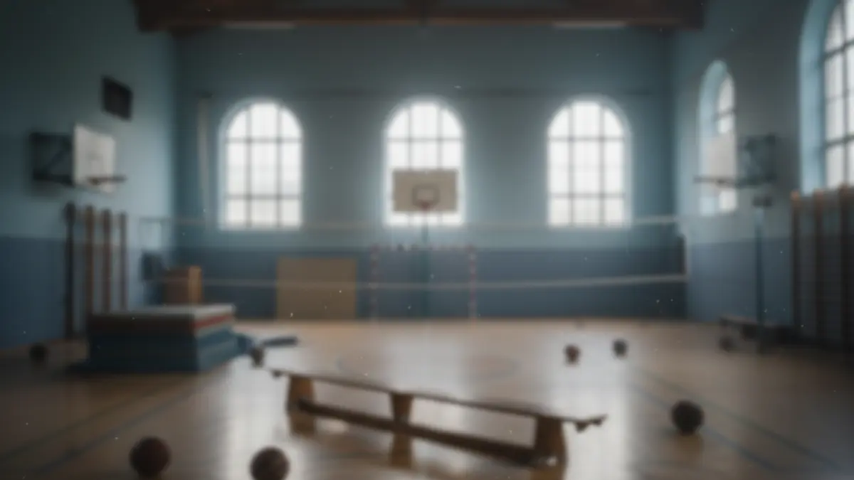 Public school gymnasium in Madrid, with dim lights, suggesting an unusual use of the space.