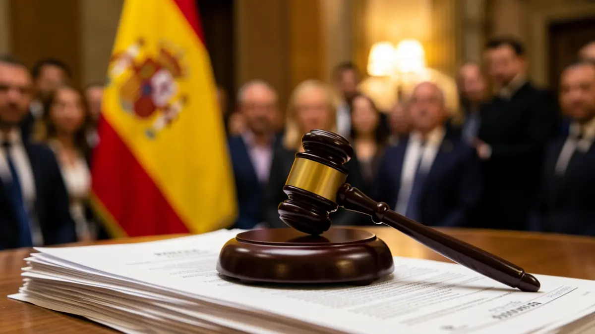 Imagen genérica de un mazo de juez sobre documentos oficiales.