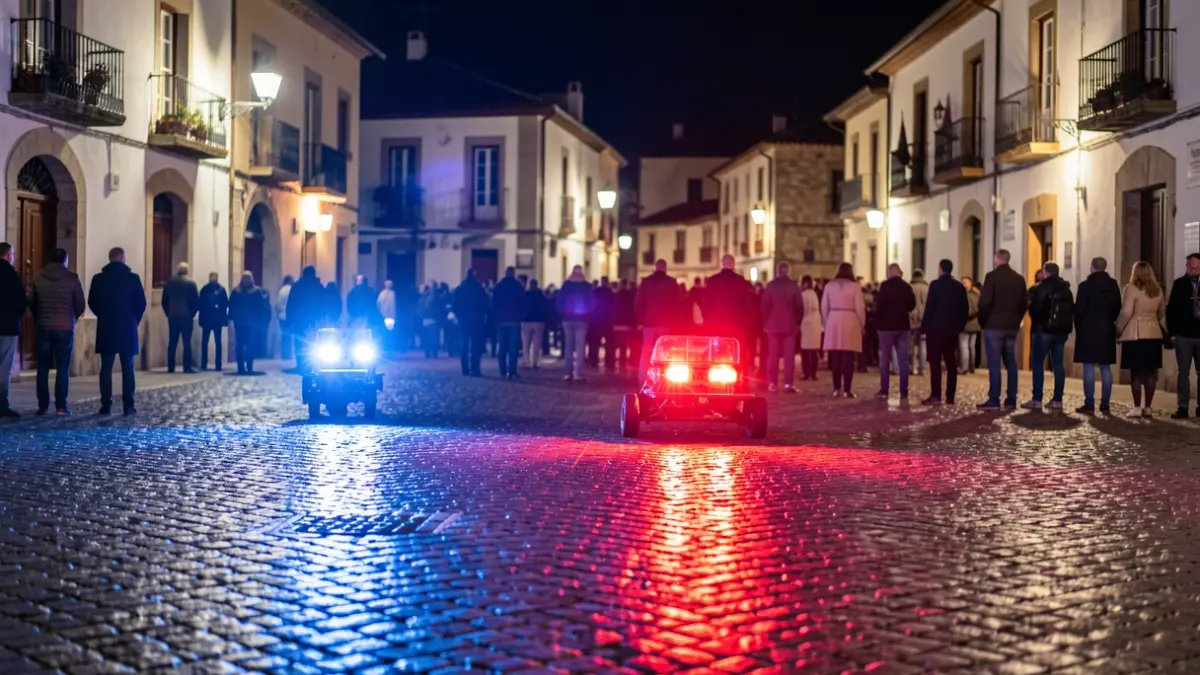 Generic image of police emergency lights reflecting on wet asphalt at night.