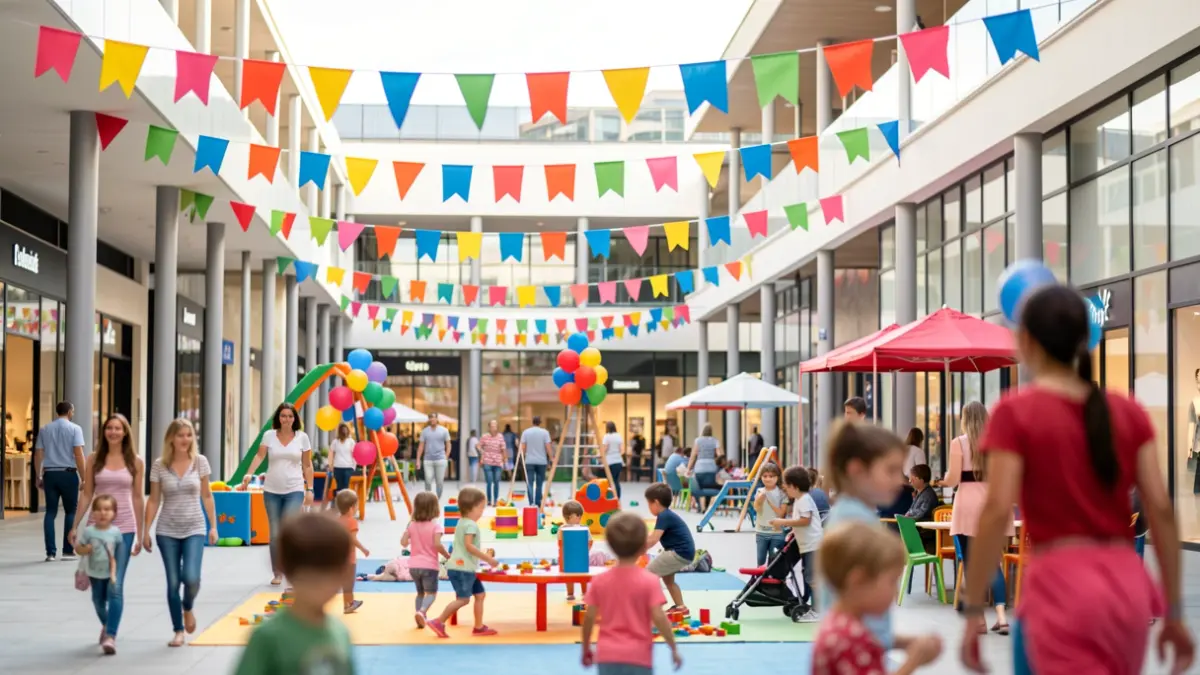 Generic image of a family event at a modern shopping center.
