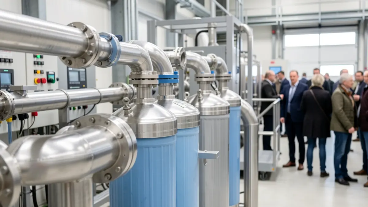 Generic image of a water treatment plant with industrial pipes and filters.