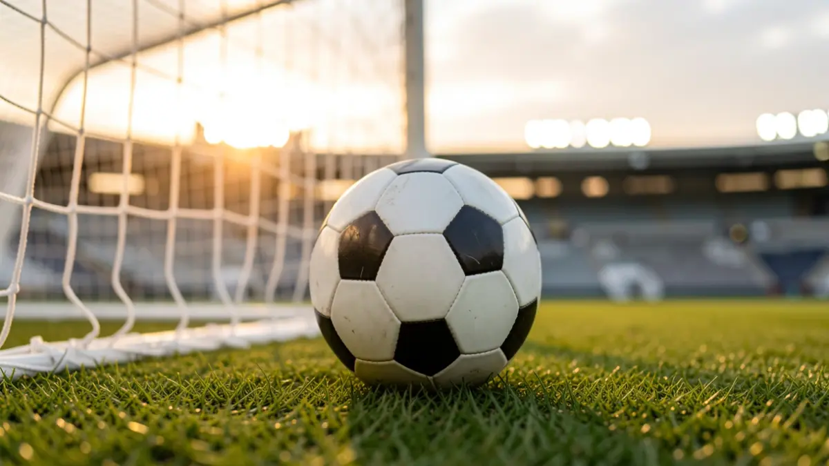 Generic image of a soccer ball on a stadium field.