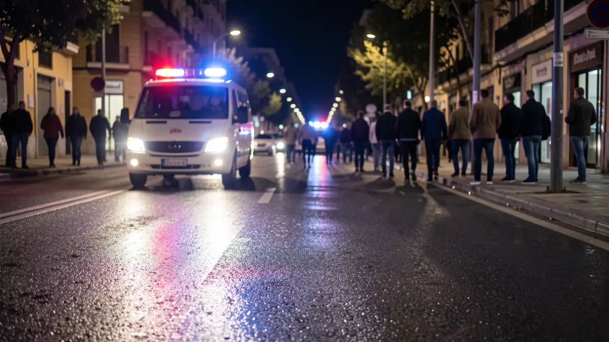 Imagen genérica de luces de emergencia reflejadas en el asfalto.
