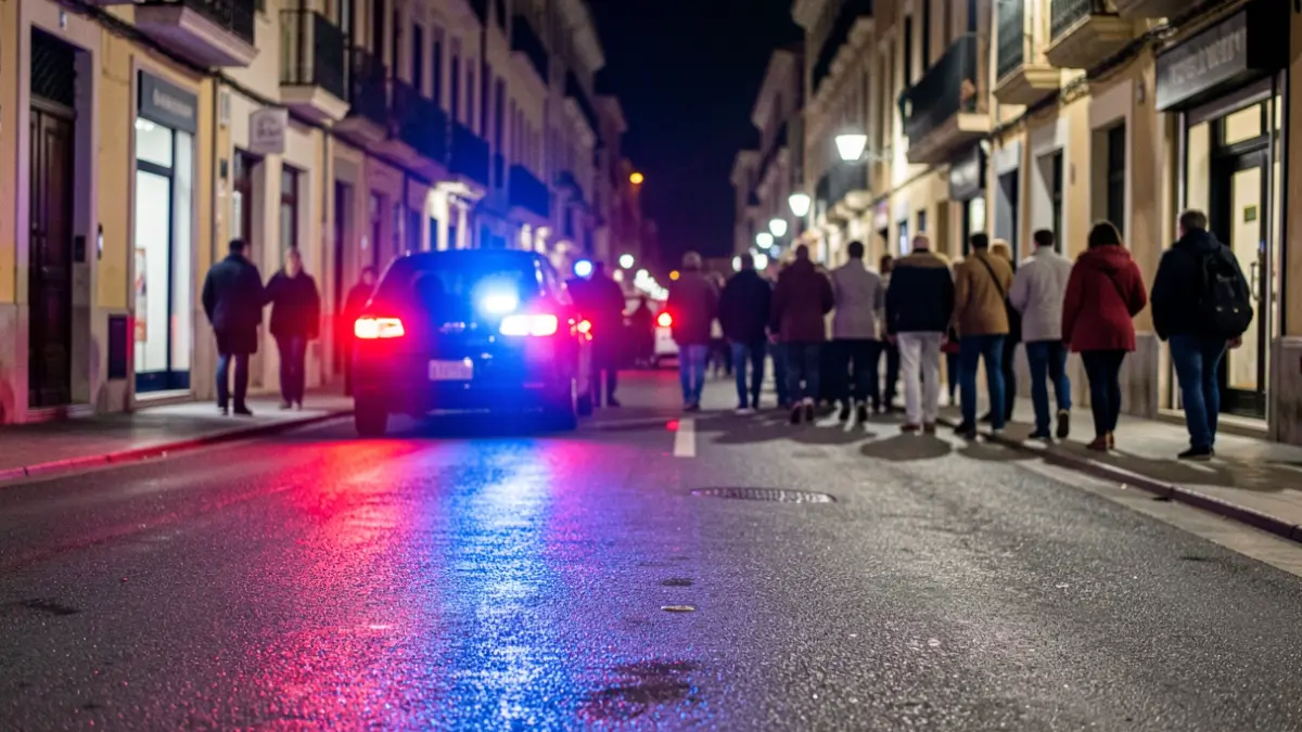 Generic image of police emergency lights reflecting on wet asphalt at night.