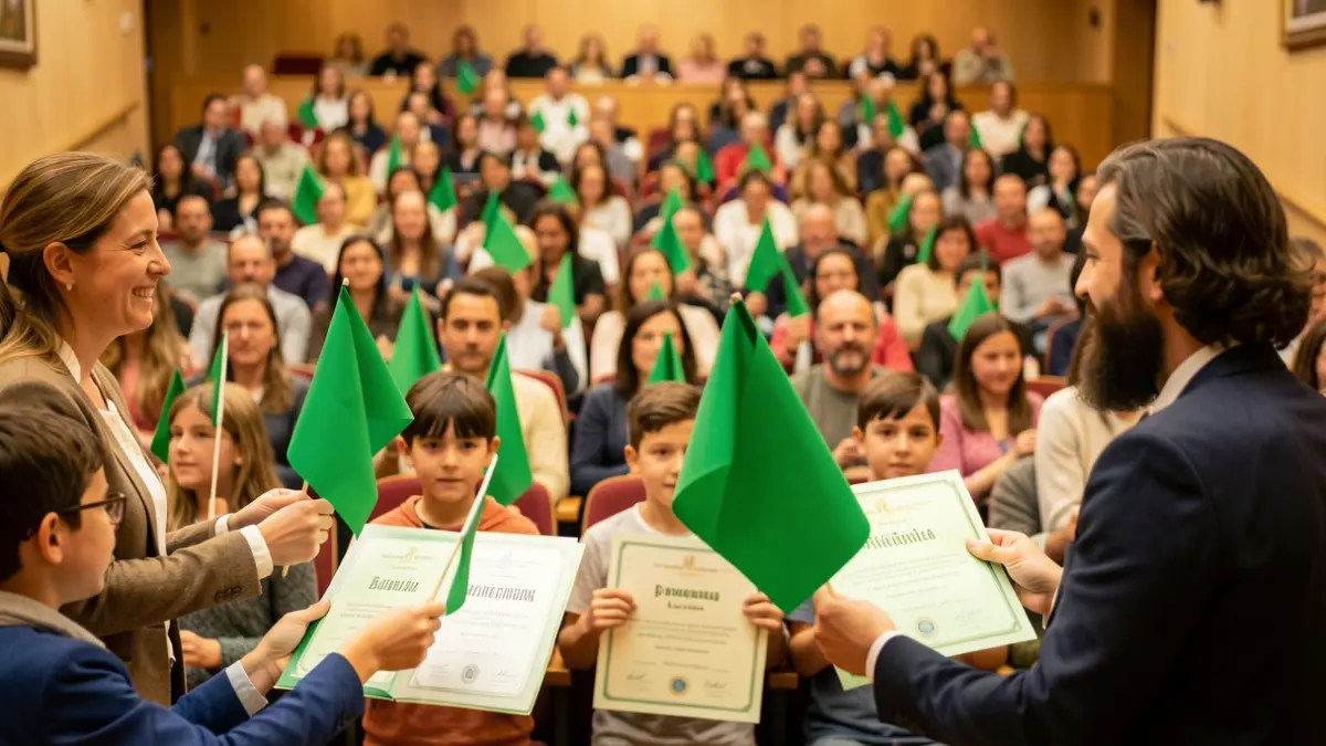 Generic image of the delivery of diplomas and Green Flags to educational centers in Alcalá de Henares.