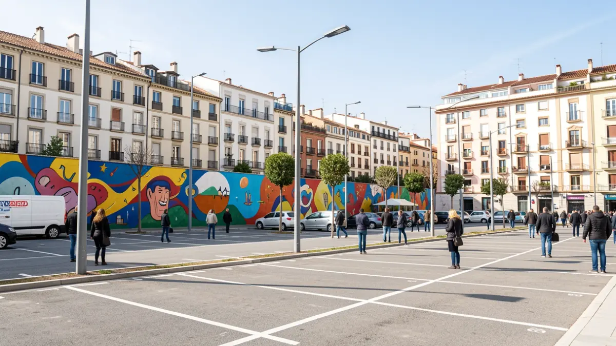 Image of the new public parking lot on Luis Vives street after its recent renovation.