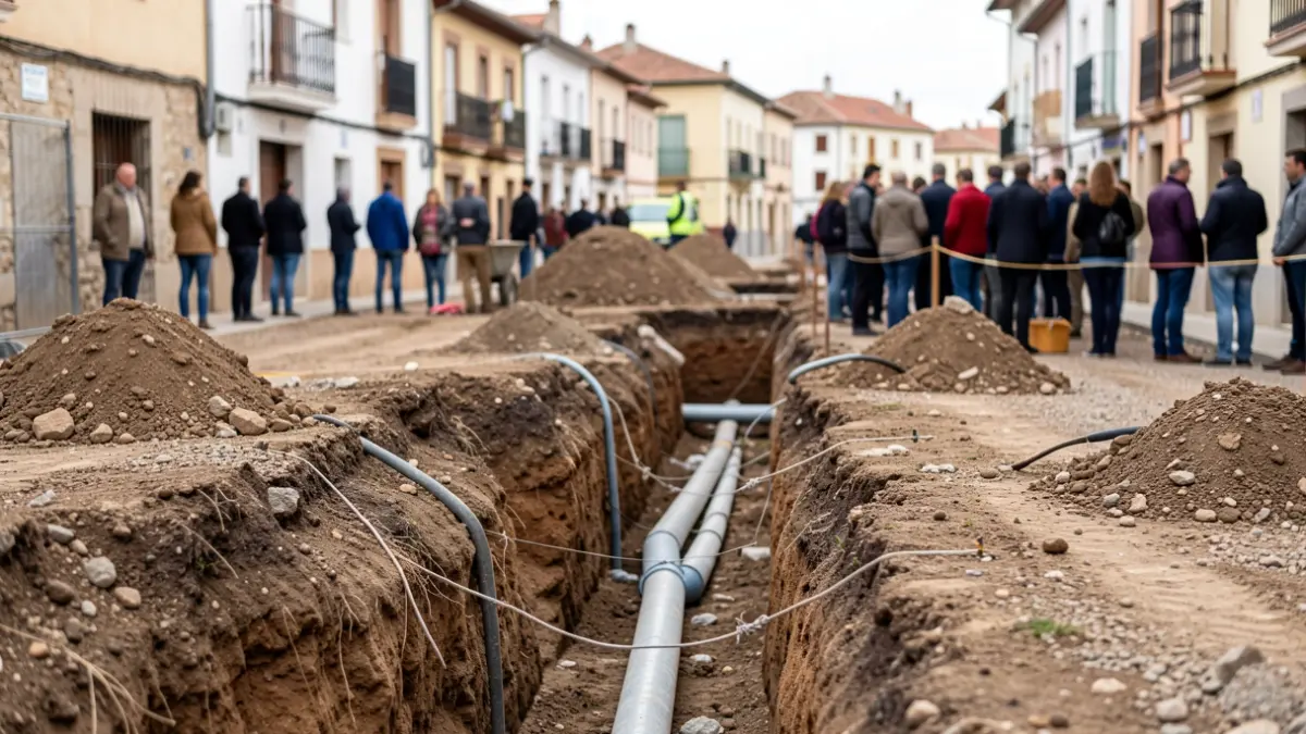 Image of underground pipe installation works in Alcobendas.
